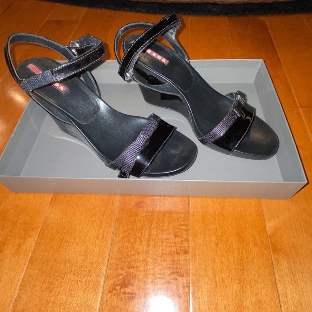 PRADA Calzature Donna Black Patent Sandals - Picture 3 of 9